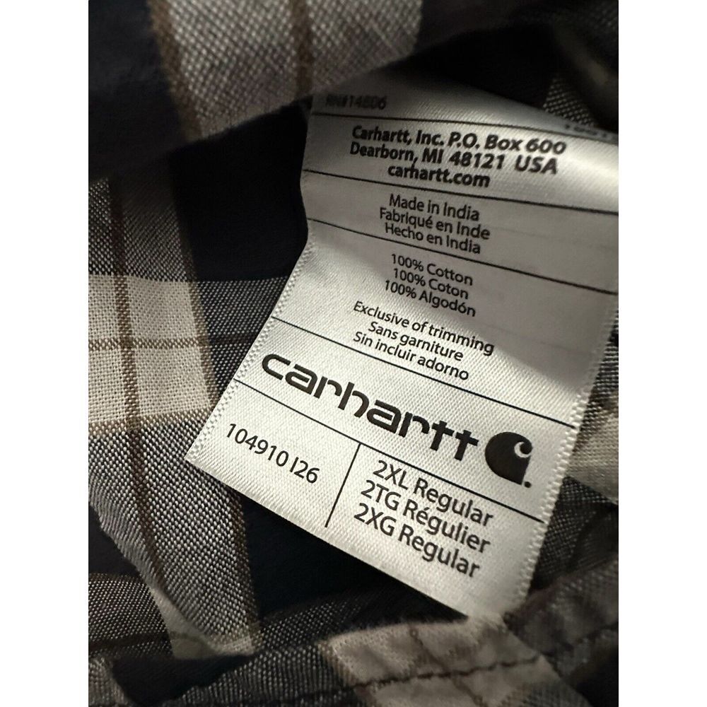 Carhartt Plaid Men's Rugged Outdoor Wear Long Sleeve Button Down Shirt -Lot Of 2 - Picture 5 of 16